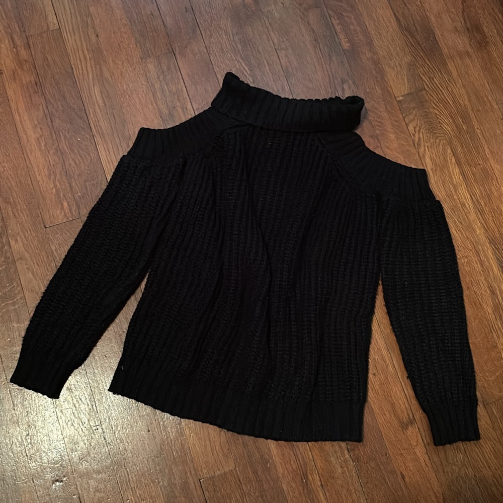 Black cold shoulder sweater